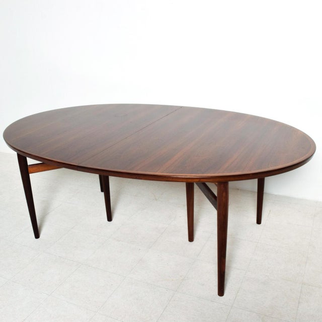 Mid Century Danish Modern Rosewood Oval Dining Table by Arne Vodder for