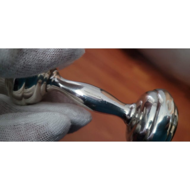 Mid-Century Modern Mid-Century Tiffany & Co. Sterling Silver Barbell Baby Rattle Monogramed 3.5 In For Sale - Image 3 of 9