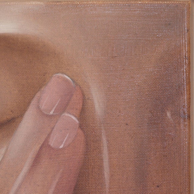 It's Late - Original Neutral Introspective Figurative Oil Painting on Canvas For Sale - Image 4 of 9