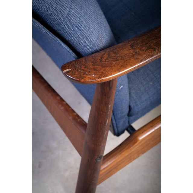 Blue Danish Rosewood Lounge Chair attributed to Søren Ladefoged, 1960s For Sale - Image 8 of 11