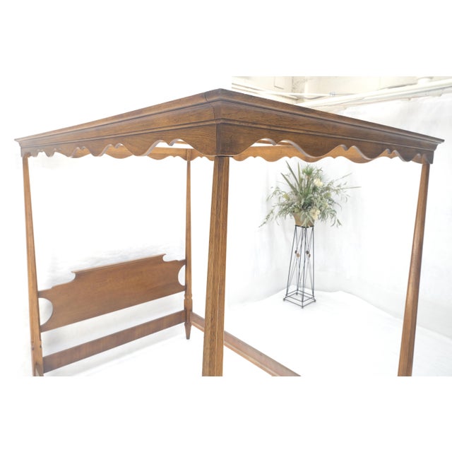 Mid 20th Century Antique c1940s Wooden Four-Poster Queen Size Canopy Bed Frame Mint For Sale - Image 5 of 18