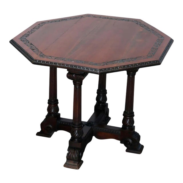 Vintage Berkey & Gay School Carved Walnut Grape and Vine Center Table For Sale