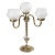 Vintage Spanish 3-Arm Brass Table Lamp With Frosted Glass Shades For Sale