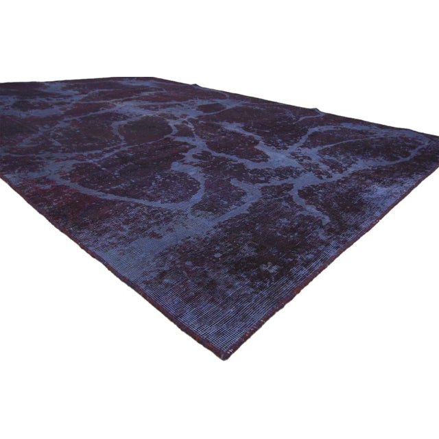 Distressed Vintage Turkish Overdyed Rug with Luxe Abstract Expressionist Style 06'01 x 09'02. Displaying asymmetrical...