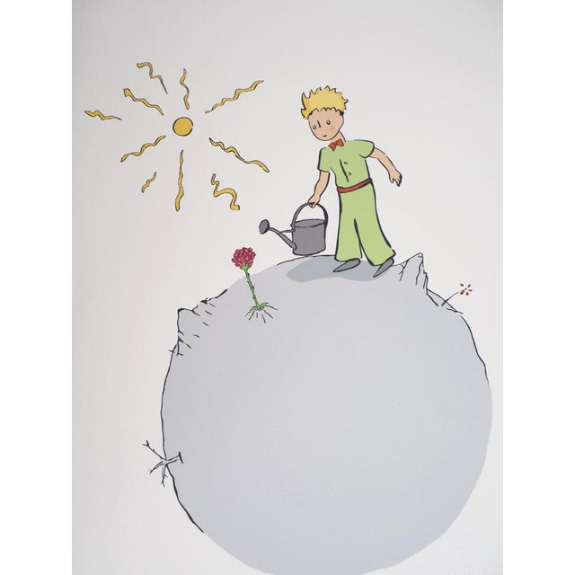 Antoine de Saint-Exupéry (1900-1944) The Little Prince Caring for His Rose Color photolithograph after the artist's work...