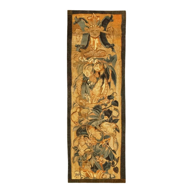 Late 16th Century Flemish Historical Tapestry, Oriented Vertically, with Flowers For Sale