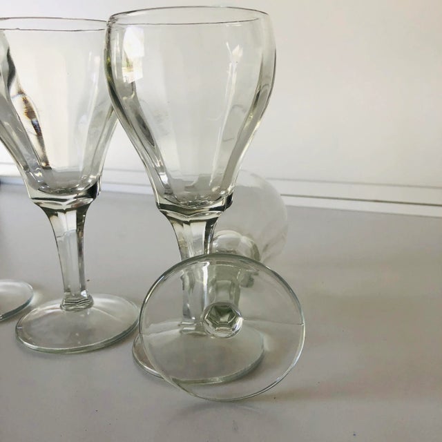 Vintage Clear Glass Wine Goblets- Set of 4 For Sale - Image 4 of 6