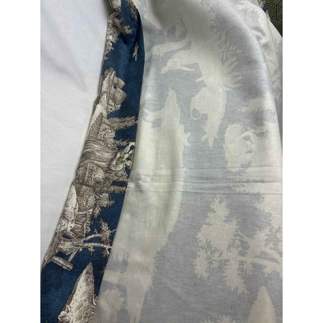 Late 20th Century Williams Sonoma Home Cotton Toile (Blue/Ivory/Brown) For Sale - Image 5 of 10