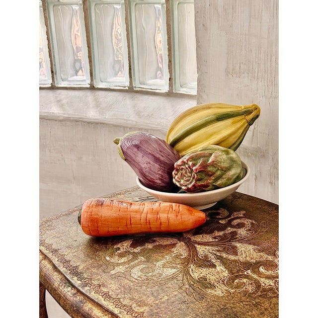 Vintage Majolica Style Hand-Painted Ceramic Fruit, Late 20th Century- Set of 4 For Sale - Image 9 of 12