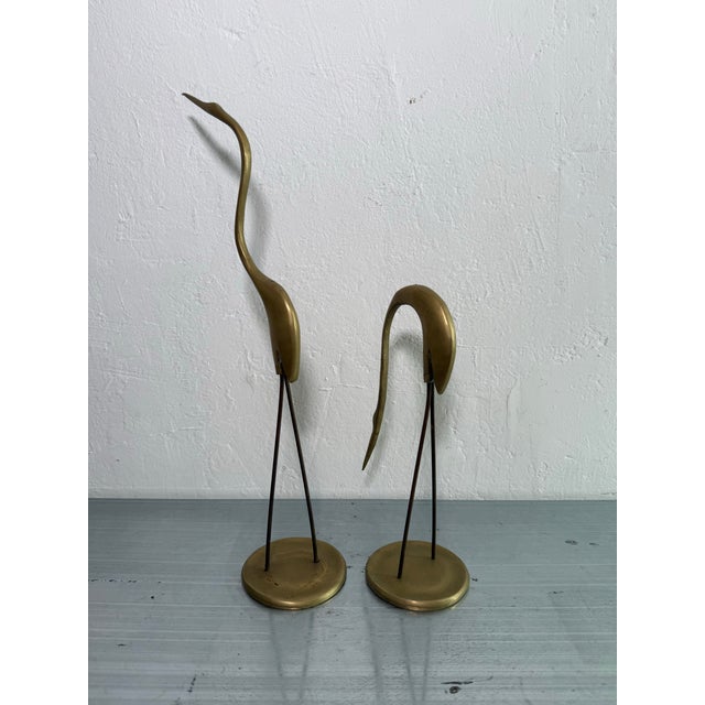 Brazilian Mid-Century Bronze Heron Sculptures - A Pair For Sale - Image 6 of 12