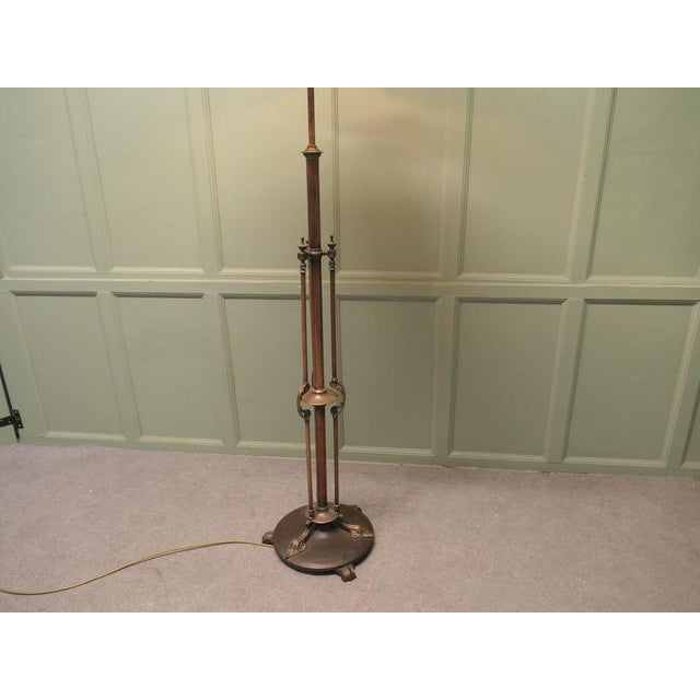 Metal Arts and Crafts Iron and Brass Telescopic Floor Lamp, 1880s For Sale - Image 7 of 8