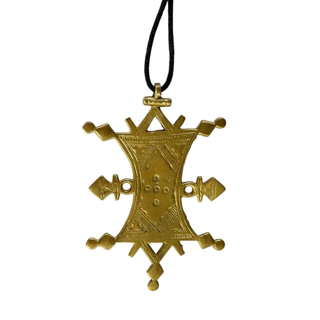 Metal Vintage Bronze Tuareg Star or Agadez Cross Bronze Pendant For Sale - Image 7 of 7