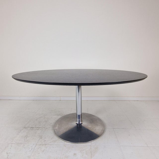 Exceptional large oval dining table designed by the renowned French designer Pierre Paulin for Artifort in the 1960s. This...