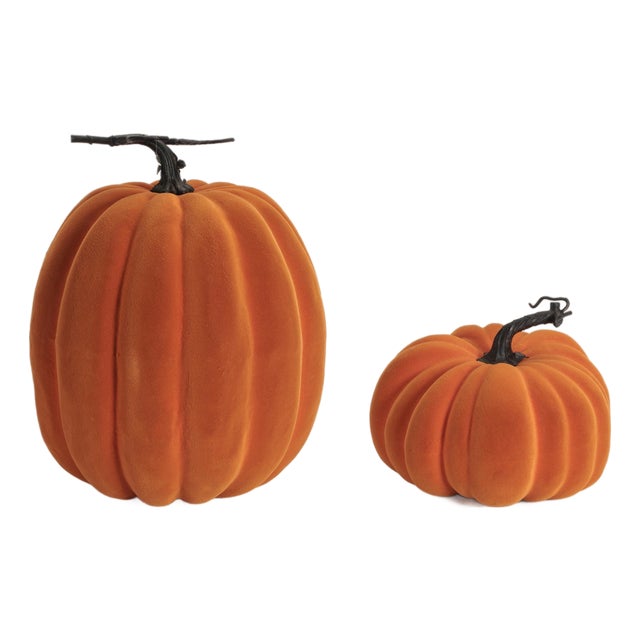 Velvet Textured Pumpkin Accent Set (Set of 2) For Sale