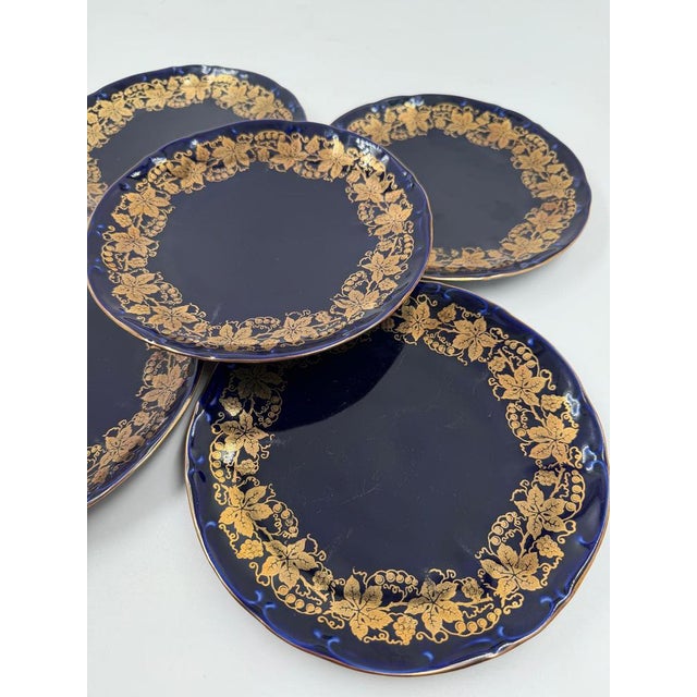 Art Deco Cobalt Porcelain Service from Bareuther, 1940s, Set of 12 For Sale - Image 14 of 18