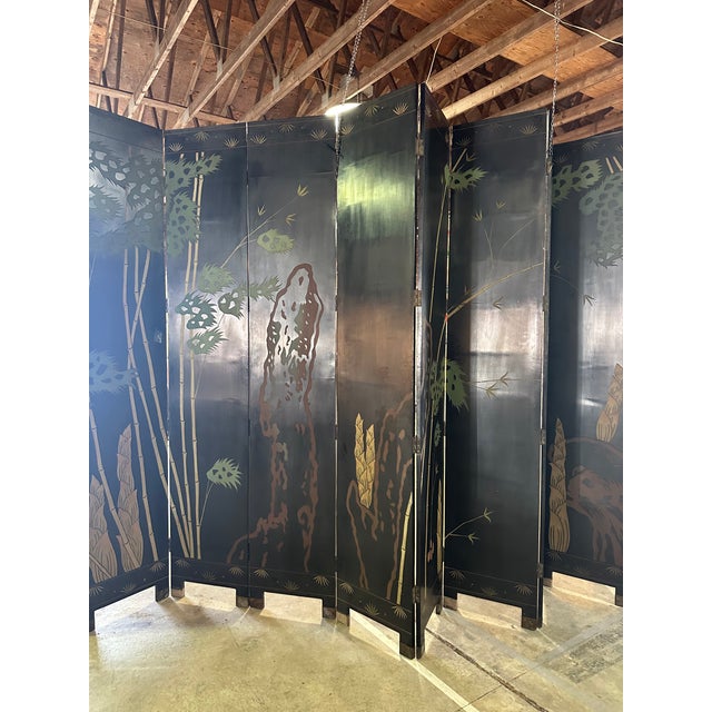Maitland Smith Coromandel Chinoiserie Eight Panel Screen For Sale - Image 14 of 15