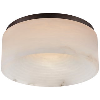 Kelly Wearstler for Visual Comfort Signature Otto Medium Flush Mount in Bronze with Alabaster For Sale