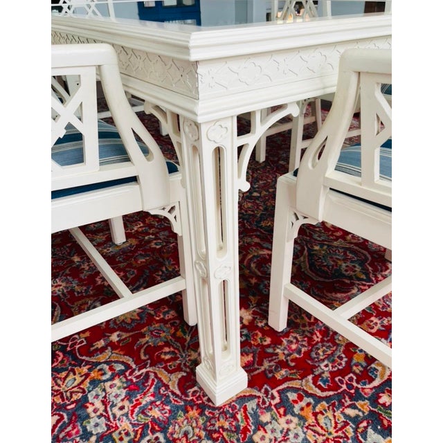 1980s Pair of Hollywood Regency Pagoda Back Armchairs For Sale - Image 5 of 17