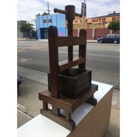Farmhouse Antique Sculptural Solid Wood Wine Press For Sale - Image 3 of 16