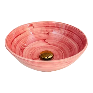 Pink Ceramic Countertop Round Sink, Handmade