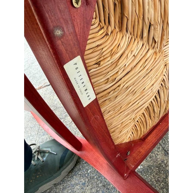 Red Pottery Barn Red Napoleon Style Rush Seat Dining Chairs. Set of 6 For Sale - Image 8 of 16