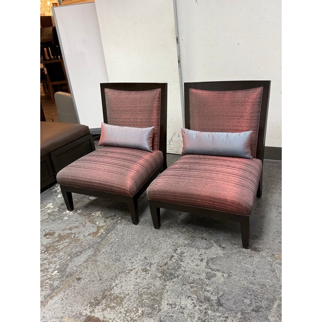 Bright Chair Furniture Lorin Raspberry Red Silk Chairs + Lumbar Pillows, Set of Four For Sale - Image 11 of 12