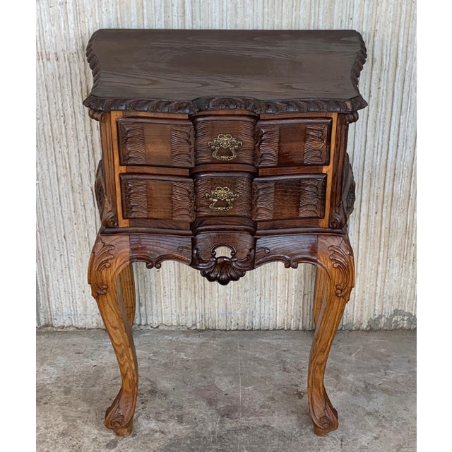 Late 19th Century Bedsides Tables with Carved Drawers and Cabriole Legs, France, A Pair For Sale - Image 18 of 18