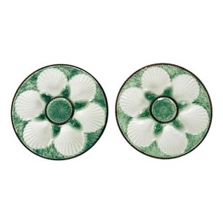 Majolica Oyster Plates, France, 1920s, Set of 2 For Sale