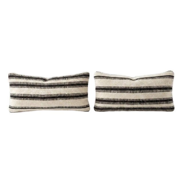 Bohemian Kilim Lumbar Pillow Cover 10'' X 20'' - Set of Two For Sale