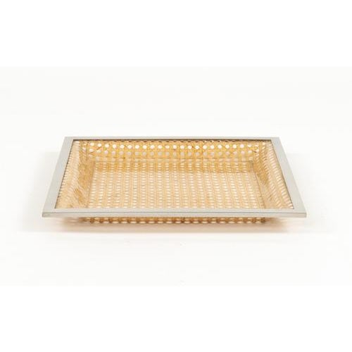 Christian Dior Mid-Century Modern Serving Tray in Rattan and Chrome from Christian Dior, 1970s For Sale - Image 4 of 12