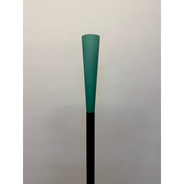 Koch & Lowy Koch and Lowy Postmodern Green Glass and Steel Floor Lamp, 1990s For Sale - Image 4 of 14