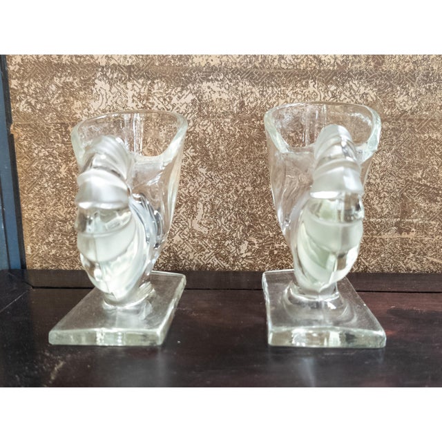 20th Century Pair of Pressed Glass Nautilus Shell Bookends or Flower Vases For Sale - Image 4 of 13