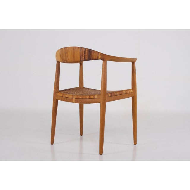 Round Chair by Hans Wegner for Johannes Hansen, original edition circa 1950. Solid oak and rattan. Documented model,...