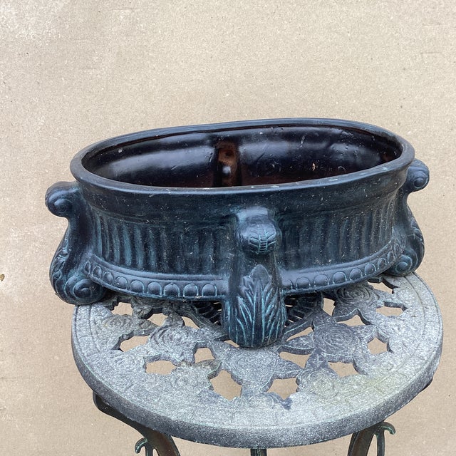Vintage Ceramic Footed Jardiniere/Planter Neoclassical Design For Sale - Image 10 of 12