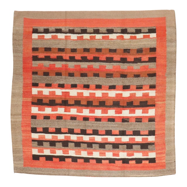 Early 20th Century Zabihi Collection American Navajo Square Tribal Rug - 4'5" x 4'9" For Sale