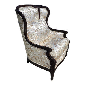 Marge Carson Wingback Chair Embroidered Silk With 7 Pillows