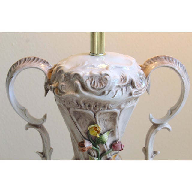 Mid-Century Italian Capodimonte-Style Floral Porcelain Table Lamps – Pair For Sale - Image 13 of 18