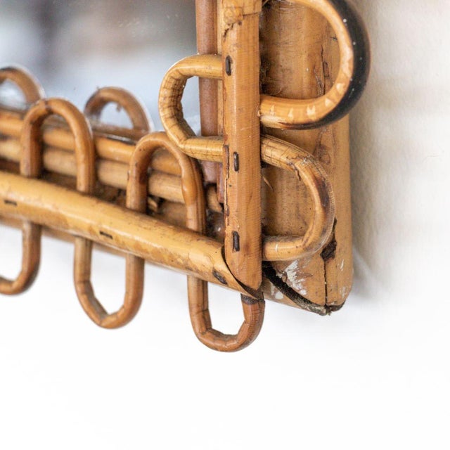 1960s Italian Square Rattan Mirror For Sale - Image 11 of 12