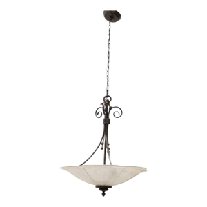 Iridescent Glass Flower Pendant Light | Wrought Iron Detail