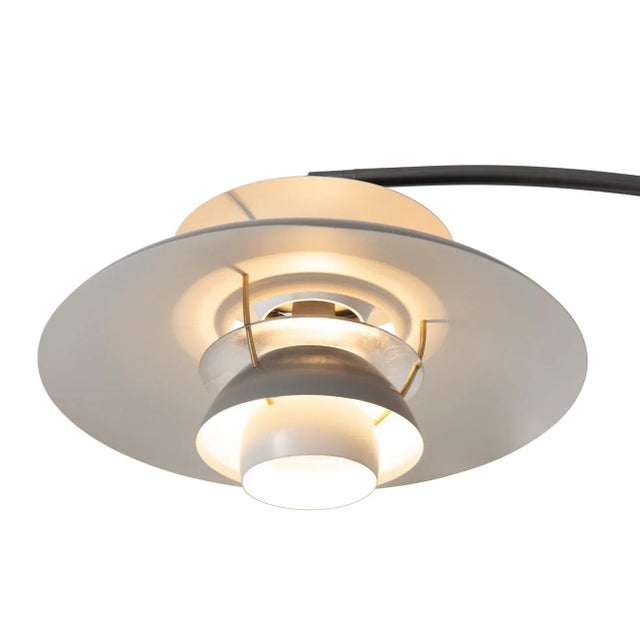 Palm Springs 1 Light Arc Floor Lamp - 87", Gunmetal & Gray Tonal Shades, Marble Base, Dimmer Switch For Sale - Image 4 of 12