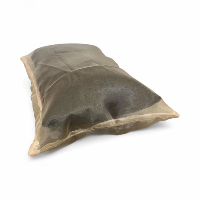 Contemporary Bespoke Black Velvet Pillow With Champagne Organza Sleeve, Original For Sale - Image 3 of 5