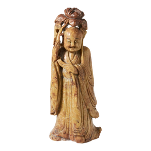 Early 20th Century Carved Jade Sculpture of Smiling Chinese Wise Man