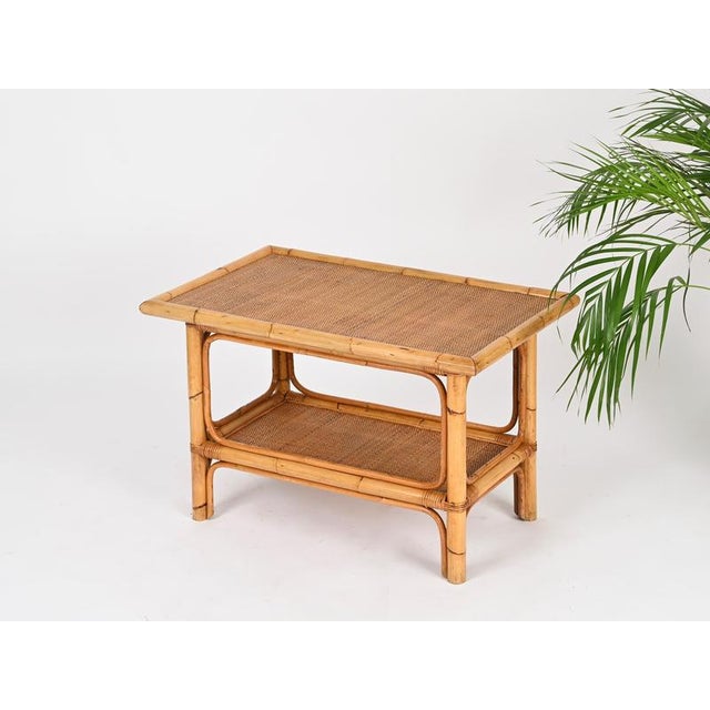 Italian Rectangular Coffee Table in Bamboo and Rattan attributed to Vivai del Sud, 1970s For Sale - Image 16 of 17