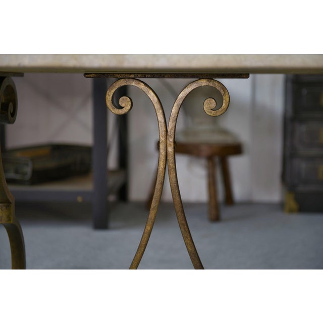 Side Table with Gilt Wrought Iron Base by Gilbert Poillerat, 1940s For Sale - Image 4 of 11