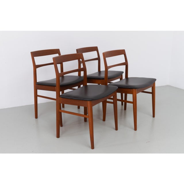Brown Vintage Danish Teak Dining Chairs by Kjærnulf for Vejle Møbelfabrik, 1960s, Set of 4 For Sale - Image 8 of 18