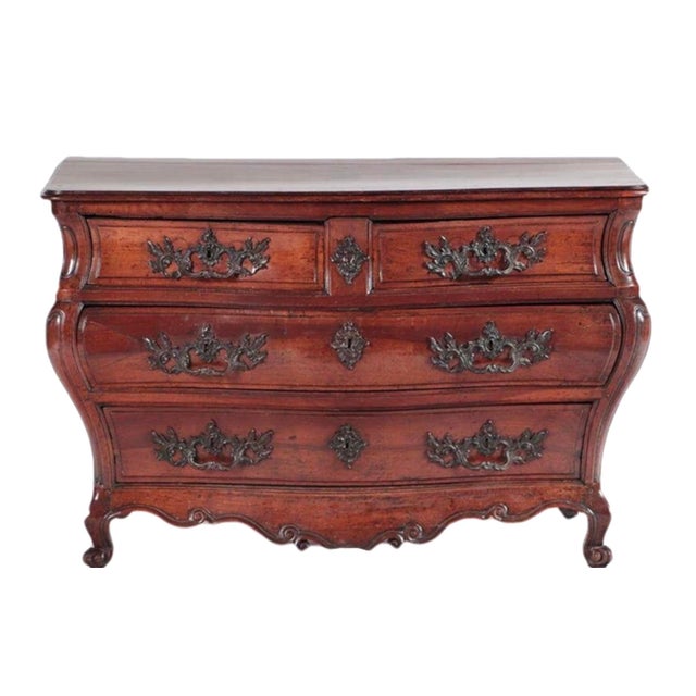 Wood 18th Century French Provincial Walnut Bombay Commode, Hand-Carved For Sale - Image 7 of 7