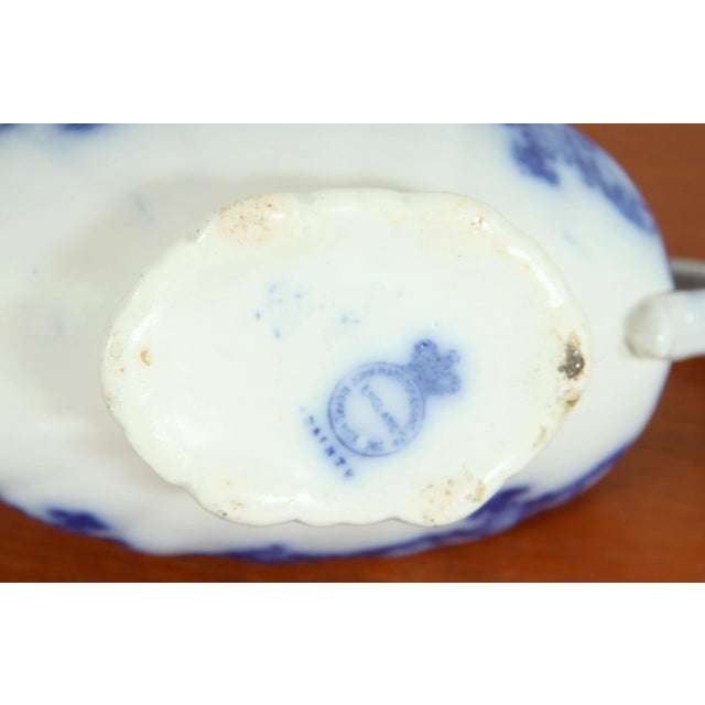 Ceramic Antique Flow Blue Porcelain Sauce Boat by John Maddock in the Dainty Pattern For Sale - Image 7 of 8