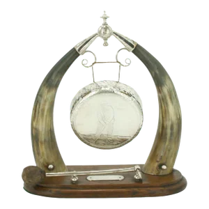 19th Century Victorian English Silver Plate /Horn Dinner Gong