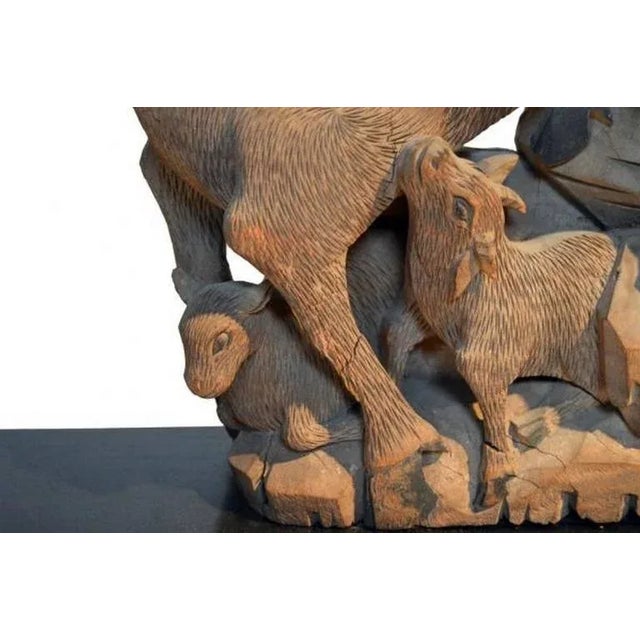 Brown Antique Hand-Carved Wood Temple Corbels From 18th Century, China - a Pair For Sale - Image 8 of 11