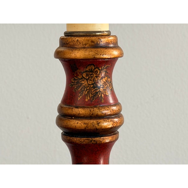 1980s Elegant Red Chinoiserie Table Lamps With Red Tole Shades in the Style of John Rosselli, Pair For Sale - Image 5 of 12